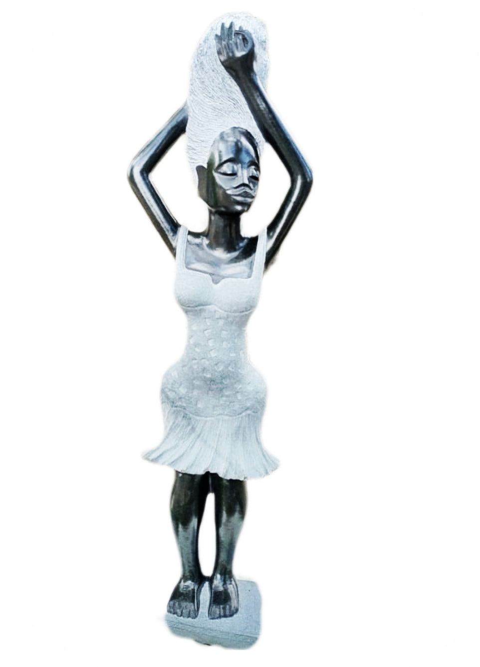rich, dark beauty of springstone contrasted with a textured, lighter element. Standing at approximately 28cm, this sculpture is a striking symbol of strength and aspiration, perfect for adding a touch of profound meaning to your home or office.