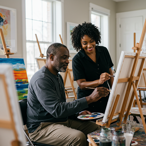 art therapy," "healing," "cultural exchange," "Zimbabwean art," "stone sculpting," and "online lessons."