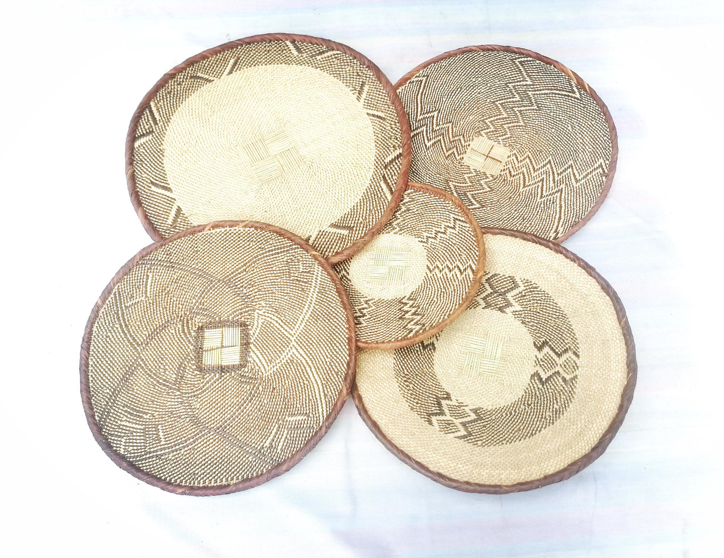 Authentic Binga Basket Set - Handwoven African Wall Decor, Set of 5