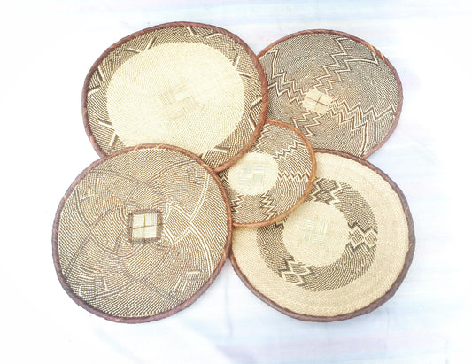 Authentic Binga Basket Set - Handwoven African Wall Decor, Set of 5