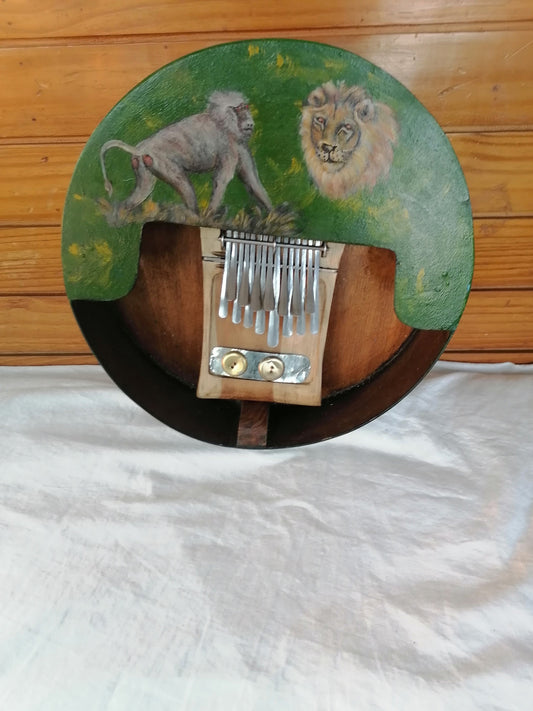 African kalimba mbira bag, calabash, gourd, deze, colorful art decor, with small 15 key nyunga nyunga mbira ,   made to order
