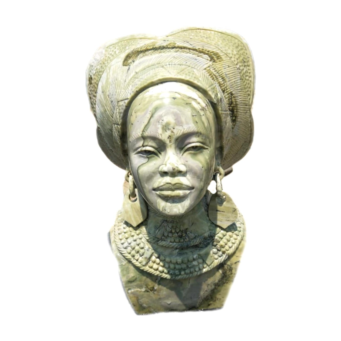 SHONA STONE SCULPTURE, lady bust statue, female head bust, butter jade stone,  home decor statue, african statue, carving stone