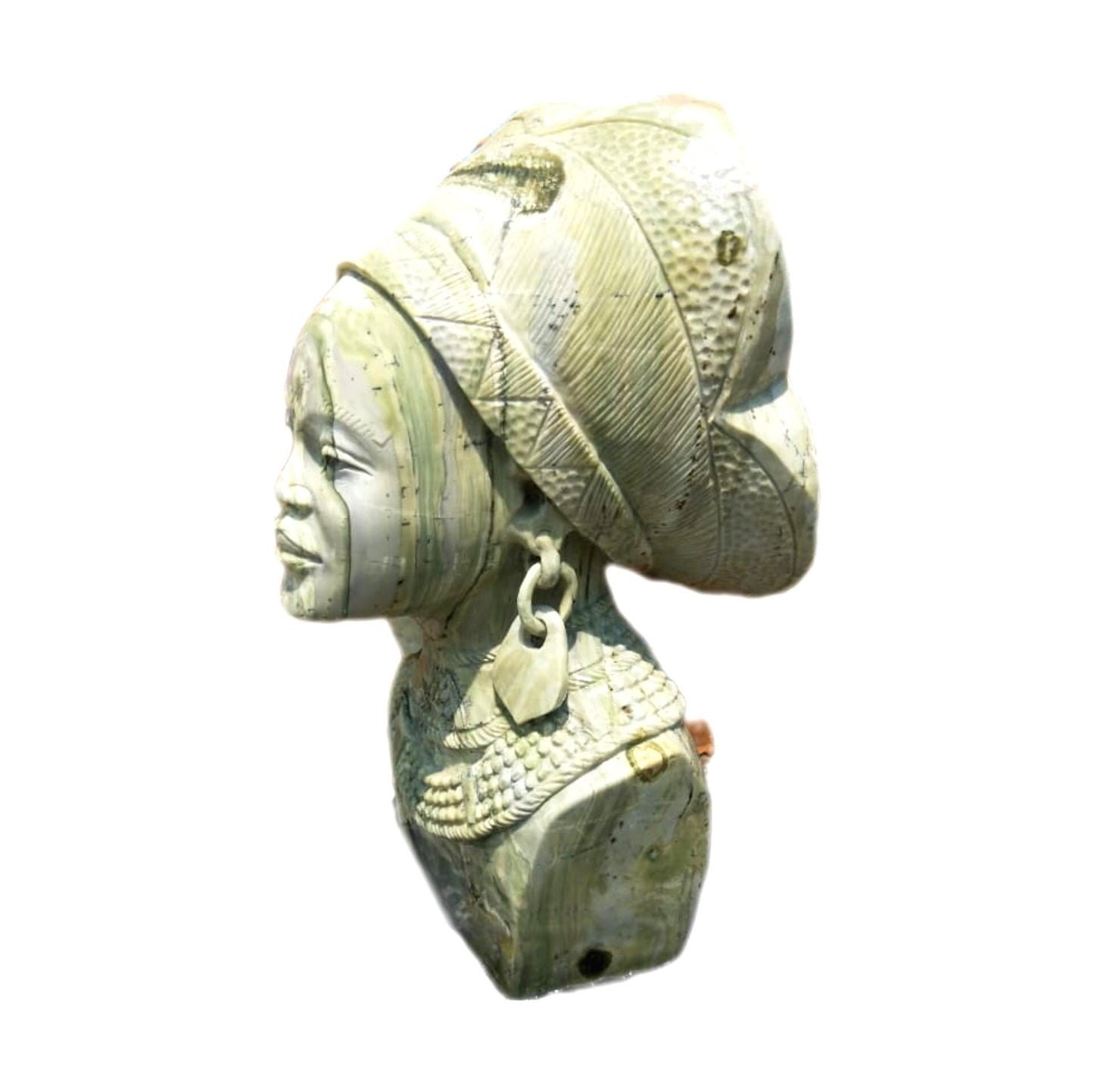 SHONA STONE SCULPTURE, lady bust statue, female head bust, butter jade stone,  home decor statue, african statue, carving stone