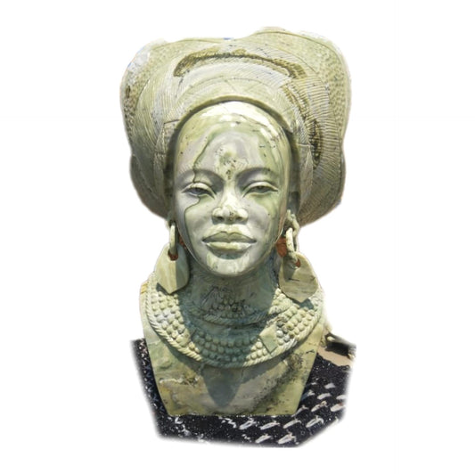 SHONA STONE SCULPTURE, lady bust statue, female head bust, butter jade stone,  home decor statue, african statue, carving stone