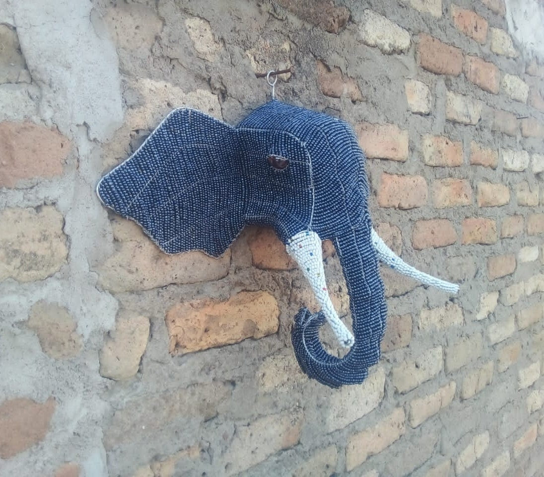 Large Beaded Elephant | African Beaded Animals | Wall Decor hanging | elephant ornament , Unique home décor, elephant sculpture