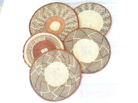 Authentic Binga Basket Set - Handwoven African Wall Decor, Set of 5