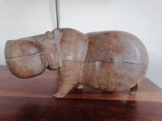 Vintage Hippo statue, wildlife conservation accessory, decorative art,  wooden sculpture, indoor,  hippo gift, unique home décor,