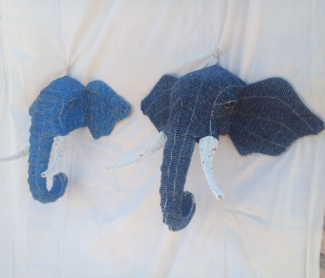 Large Beaded Elephant | African Beaded Animals | Wall Decor hanging | elephant ornament , Unique home décor, elephant sculpture