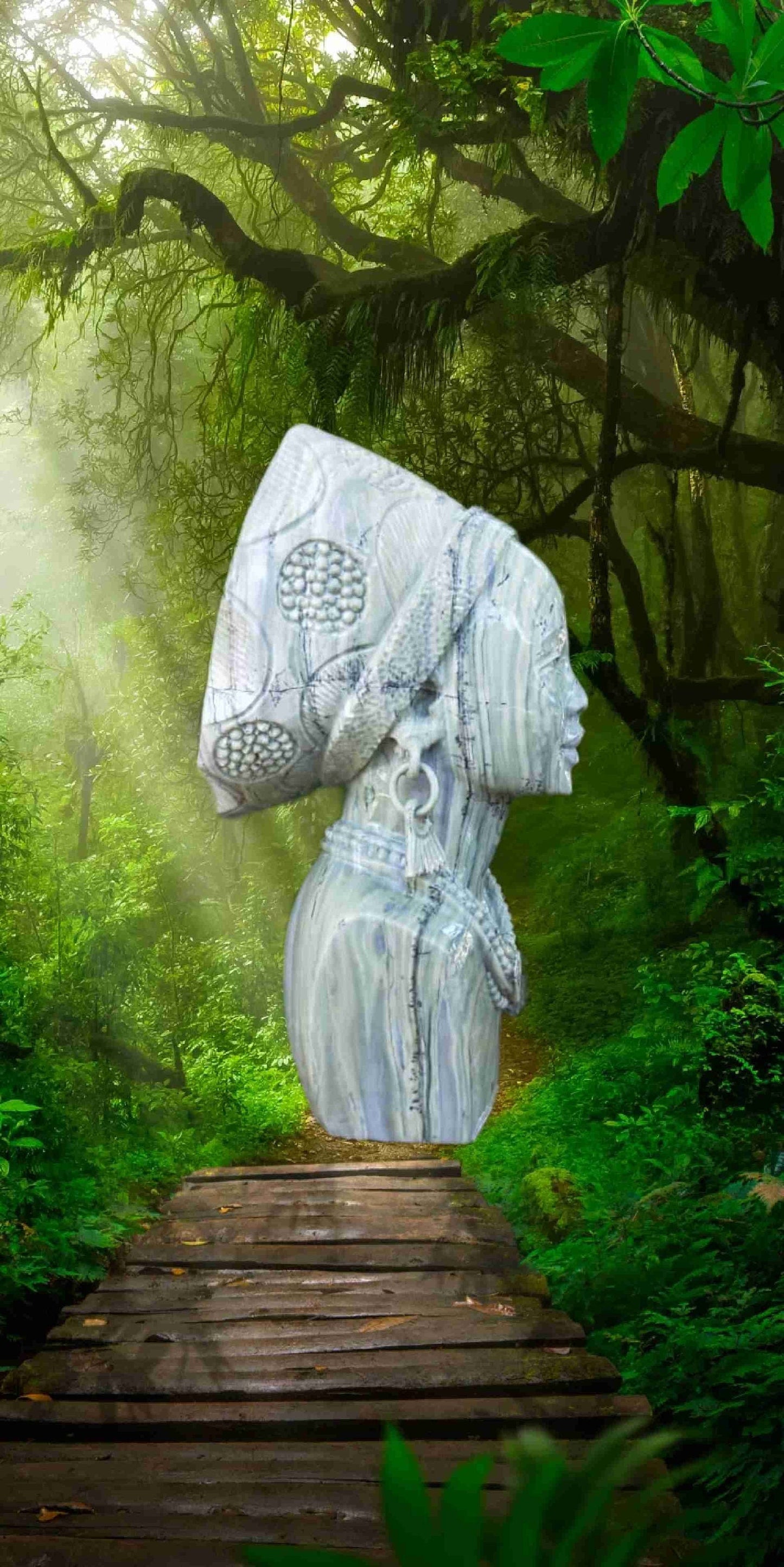 SHONA STONE SCULPTURE, lady bust statue, female head bust, butter jade stone,  home decor statue, african statue, carving stone