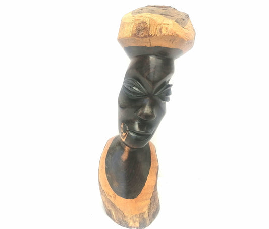 African bust Statue, black ebony wood statue , shona sculpture,  home decor boho chic, decor gift for him , gift for her, wood sculpture