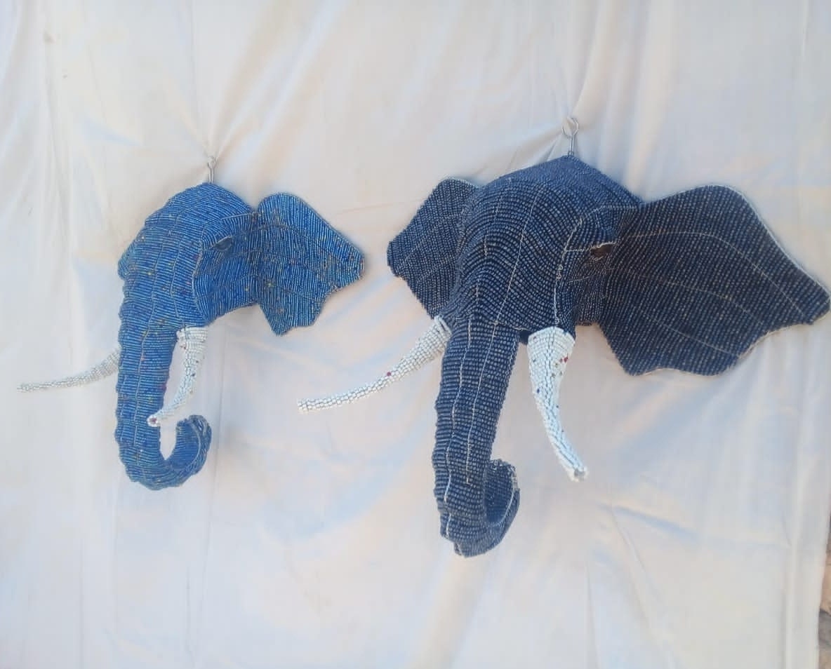 Large Beaded Elephant | African Beaded Animals | Wall Decor hanging | elephant ornament , Unique home décor, elephant sculpture