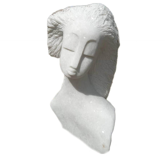 SHONA STONE SCULPTURE, lady bust statue, female head bust, dolomite stone,  home decor statue, african statue, carving stone