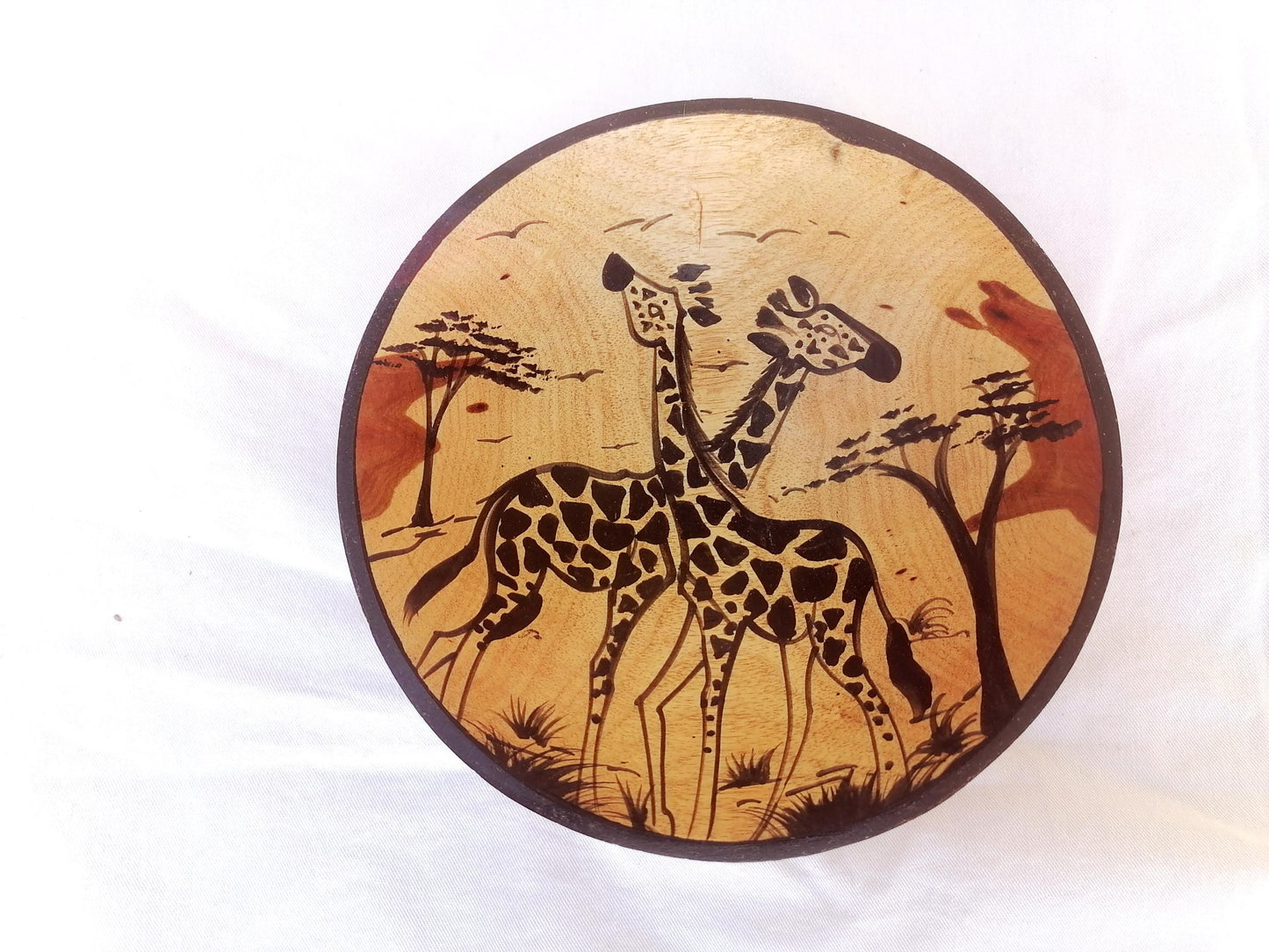 Handmade wooden bowl, decorative bowls, African artwork, geometric design, handpainted wildlife