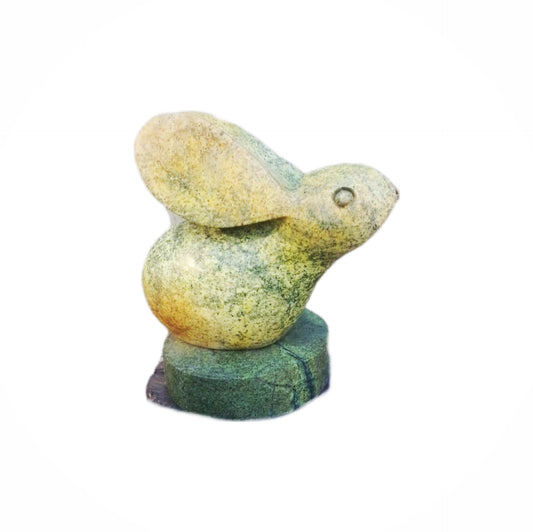 Unique Green Opal Stone Bunny Sculpture - Handcrafted African Art