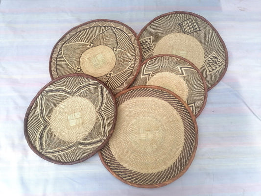 Authentic Binga Basket Set - Handwoven African Wall Decor, Set of 5