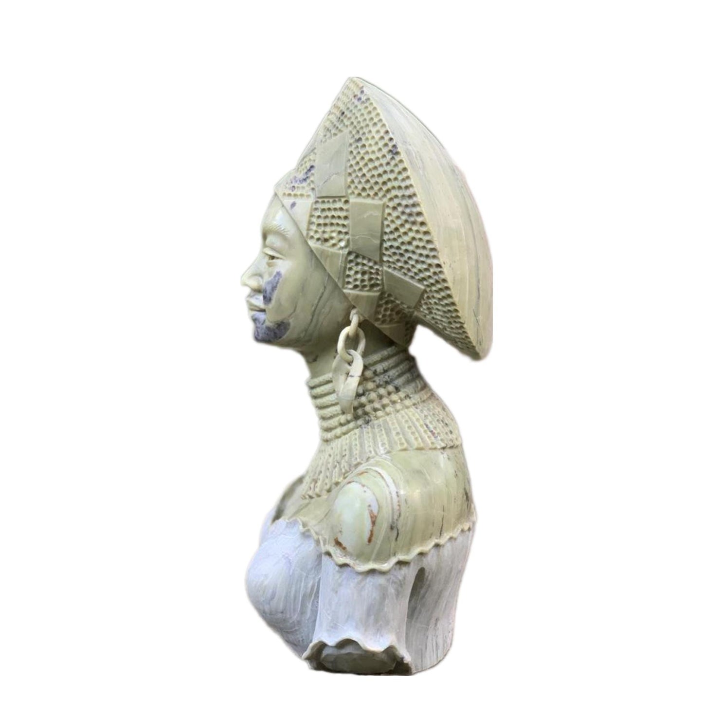 SHONA STONE SCULPTURE, lady bust statue, female head bust, butter jade stone,  home decor statue, african statue, carving stone