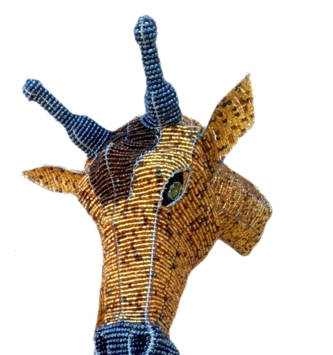 BEADED GIRAFFE ART |African Animals | Wall Decor hanging | Bead and Wire giraffe , Unique home décor, rustic home decor