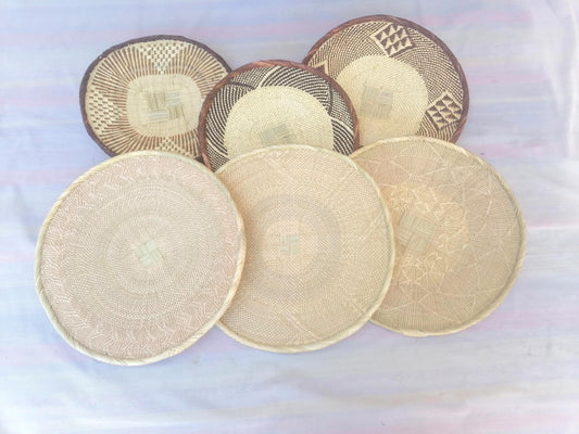 6 BINGA BASKET SET,  Coastal décor, boho style , wall basket set,  wall hanging decor , african  wall decor,  African Tonga baskets