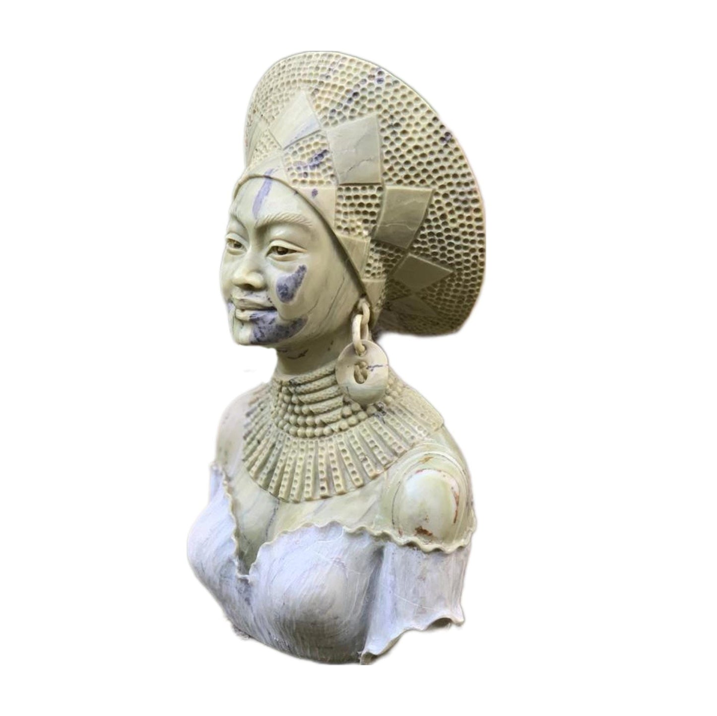 SHONA STONE SCULPTURE, lady bust statue, female head bust, butter jade stone,  home decor statue, african statue, carving stone