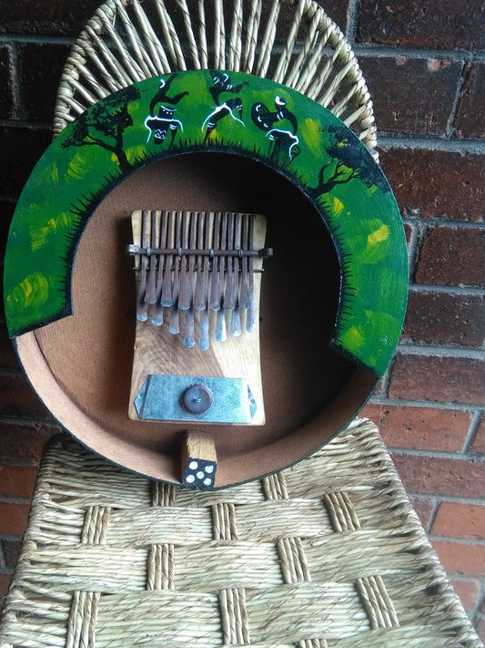 African kalimba mbira bag, calabash, gourd, deze, colorful art decor, with small 15 key nyunga nyunga mbira ,   made to order