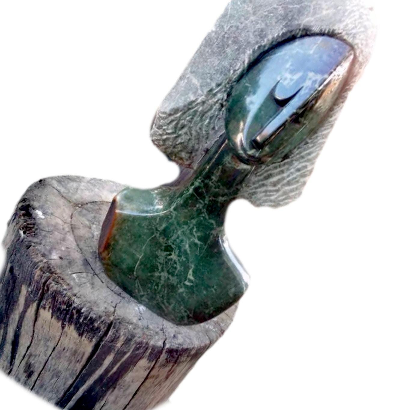 SHONA STONE SCULPTURE, female head bust, decorative statues, green serpentine stone,  lady bust statue, home decor statue, african statue,