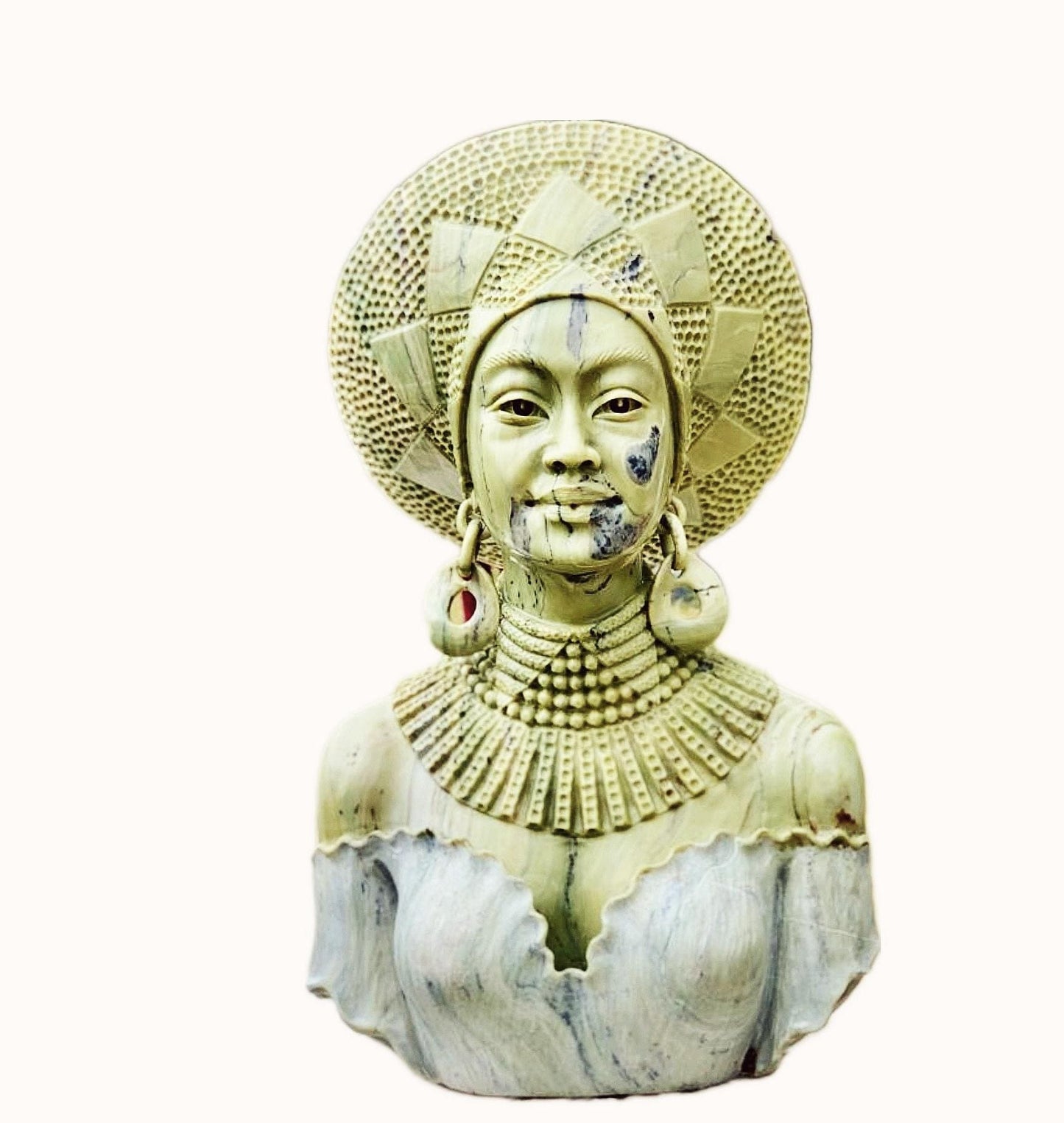 SHONA STONE SCULPTURE, lady bust statue, female head bust, butter jade stone,  home decor statue, african statue, carving stone