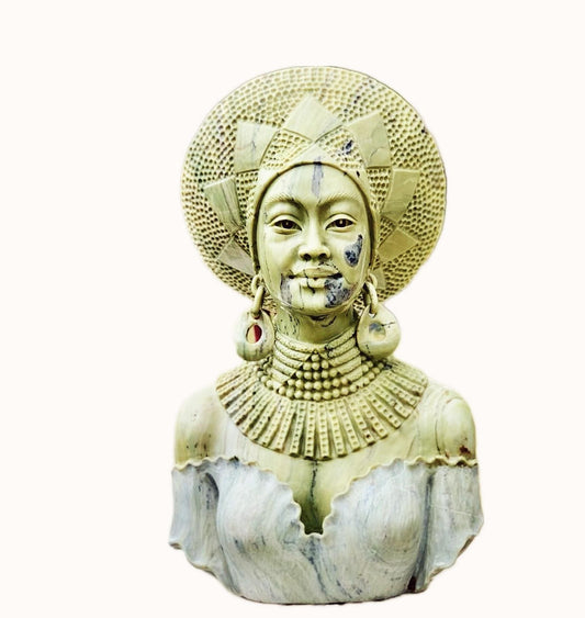SHONA STONE SCULPTURE, lady bust statue, female head bust, butter jade stone,  home decor statue, african statue, carving stone