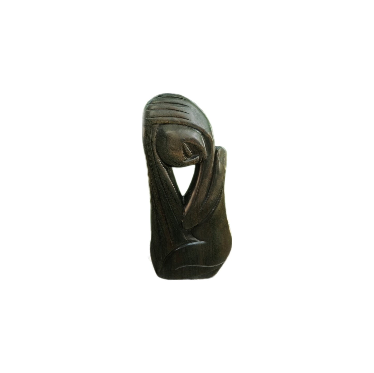 SHONA STONE SCULPTURE, abstract statue , golden serpentine stone , bathing Princess, home decor statue, african statue, carving stone