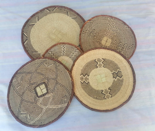 Authentic Binga Basket Set - Handwoven African Wall Decor, Set of 5