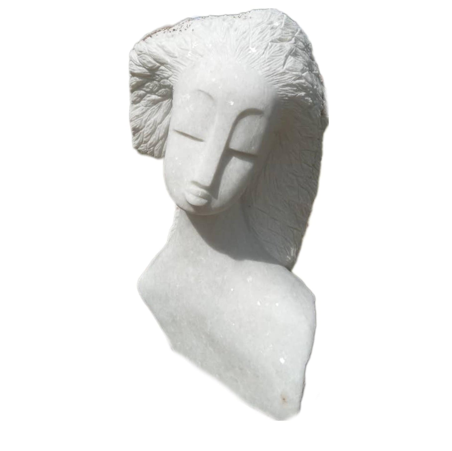 SHONA STONE SCULPTURE, lady bust statue, female head bust, dolomite stone,  home decor statue, african statue, carving stone