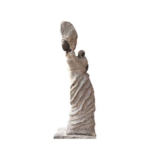 Shona stone sculpture, woman statue,  female sculpture, Decorative statues, garden park décor, Mother's Gift, family statue