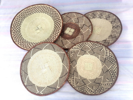 5 BINGA BASKET SET,  Coastal décor, boho style , wall basket set,  wall hanging decor , african  wall decor,  African Tonga baskets