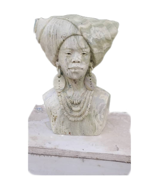 SHONA STONE SCULPTURE, lady bust statue, female head bust, butter jade stone,  home decor statue, african statue, carving stone