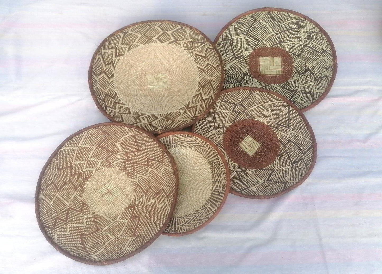 Authentic Binga Basket Set - Handwoven African Wall Decor, Set of 5