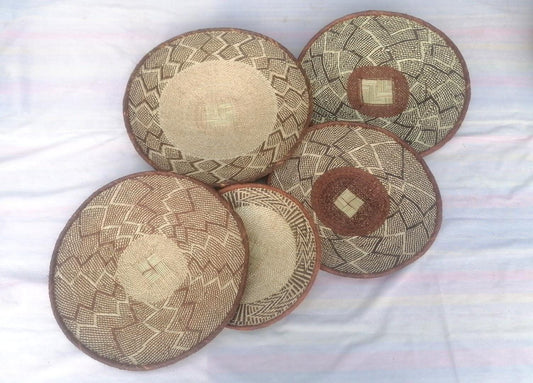 Authentic Binga Basket Set - Handwoven African Wall Decor, Set of 5