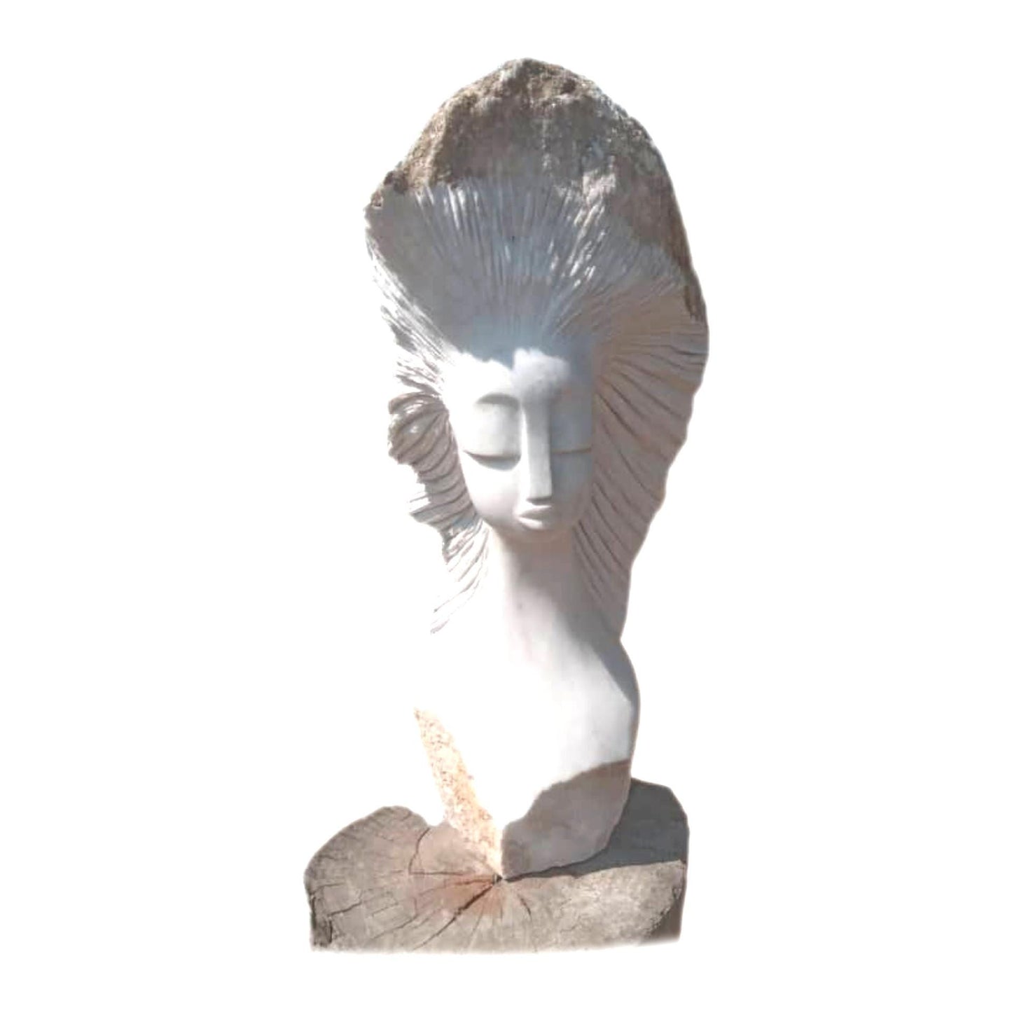 SHONA STONE SCULPTURE, lady bust statue, female head bust, dolomite stone,  home decor statue, african statue, carving stone