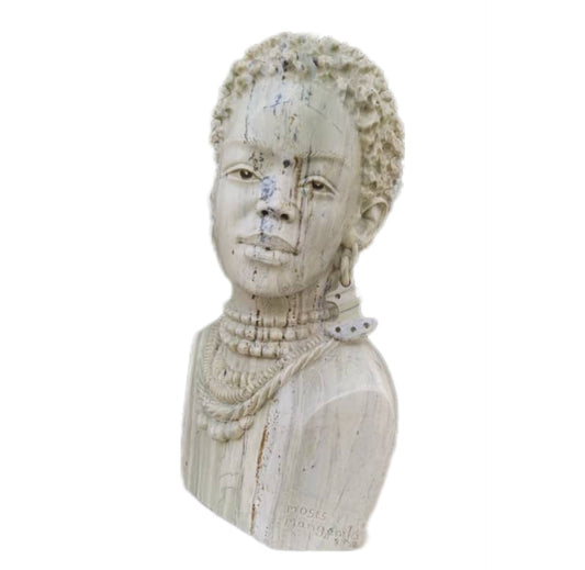 SHONA STONE SCULPTURE, lady bust statue, female head bust, butter jade stone,  home decor statue, african statue, carving stone