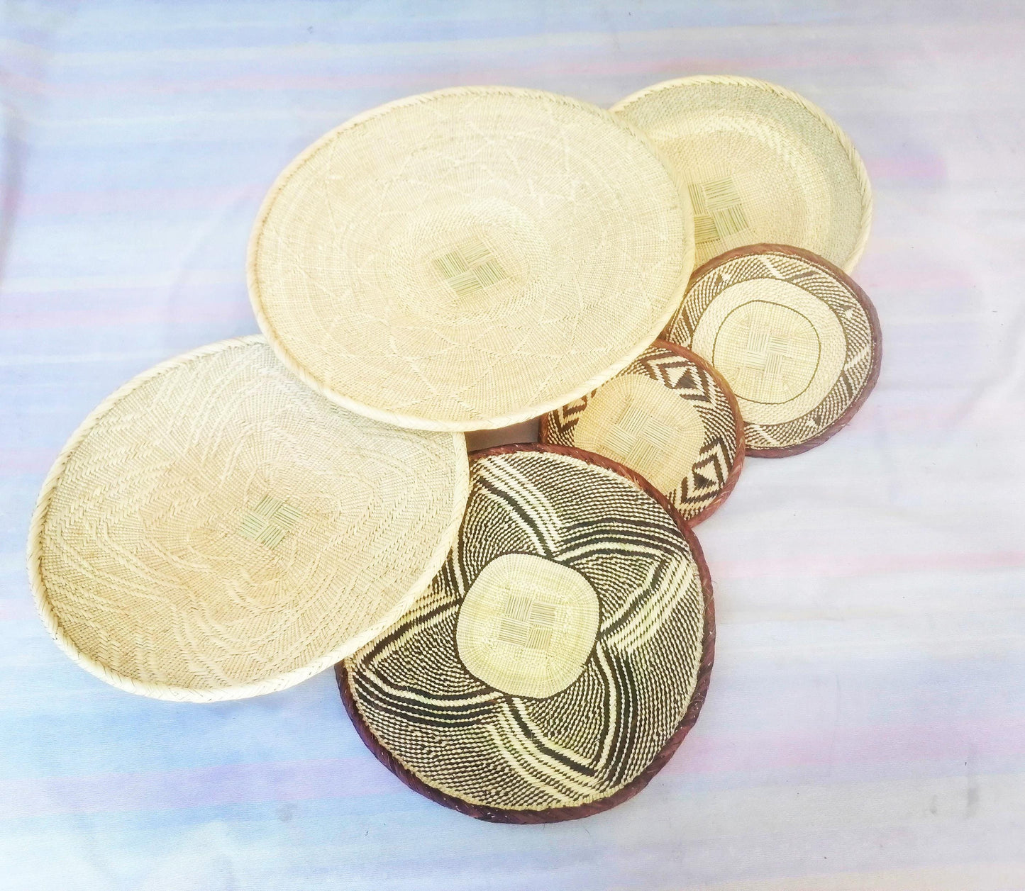 5 BINGA BASKET SET,  Coastal décor, boho style , wall basket set,  wall hanging decor , african  wall decor,  African Tonga baskets