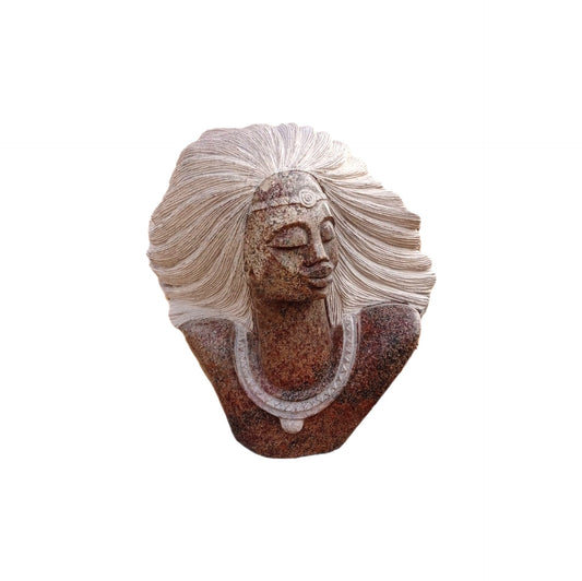 SHONA STONE SCULPTURE, lady bust statue, female head bust, granite stone,  home decor statue, african statue, carving stone