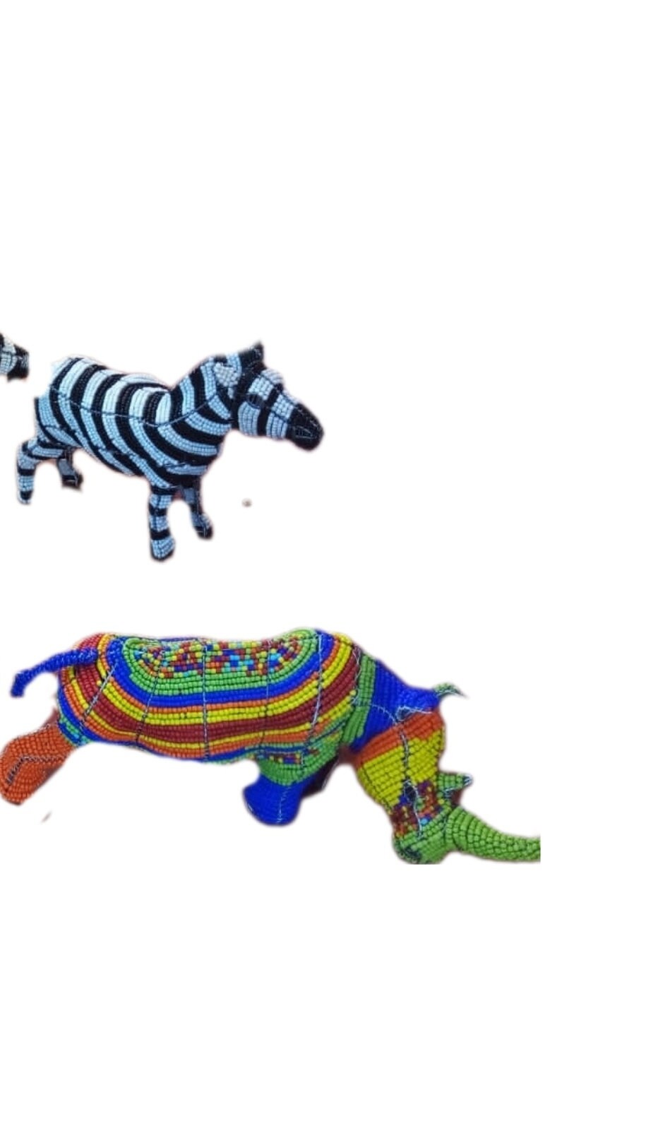 4 Beaded African Wildlife | zebra lion hippo rhino | unique home décor | Bead and Wire Animals , Home gifts, home decor boho chic