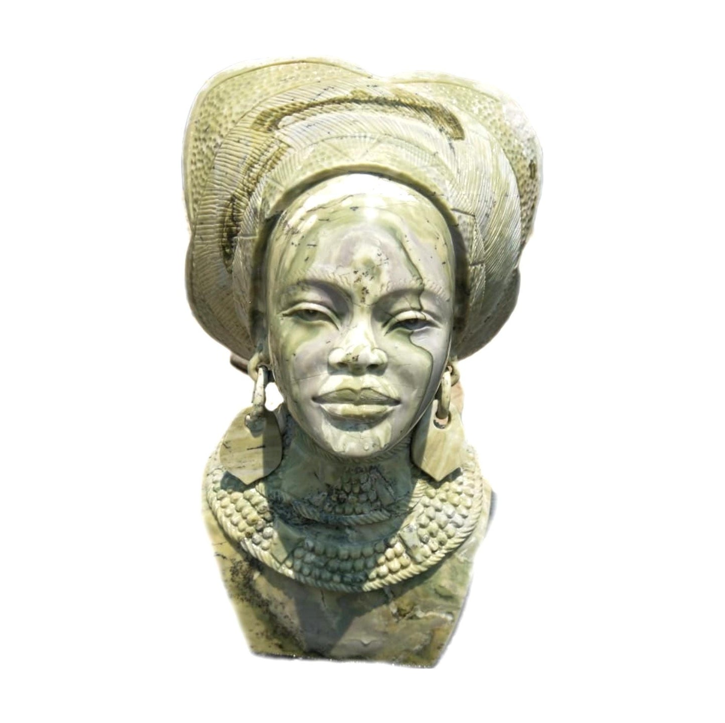 SHONA STONE SCULPTURE, lady bust statue, female head bust, butter jade stone,  home decor statue, african statue, carving stone