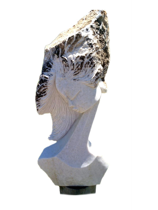 SHONA STONE SCULPTURE, lady bust statue, female head bust, dolomite stone,  home decor statue, african statue, carving stone