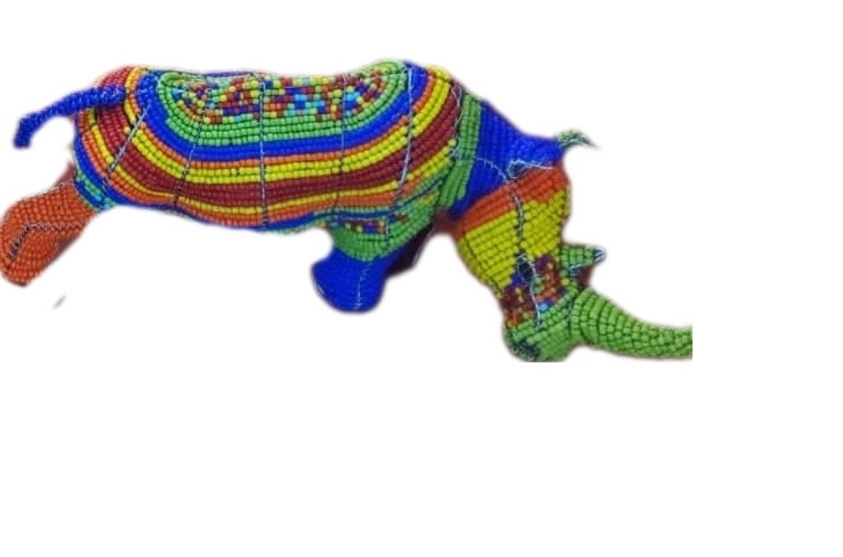 4 Beaded African Wildlife | zebra lion hippo rhino | unique home décor | Bead and Wire Animals , Home gifts, home decor boho chic