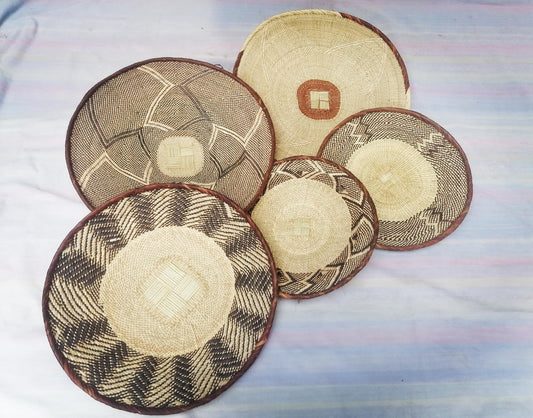 Authentic Binga Basket Set - Handwoven African Wall Decor, Set of 5