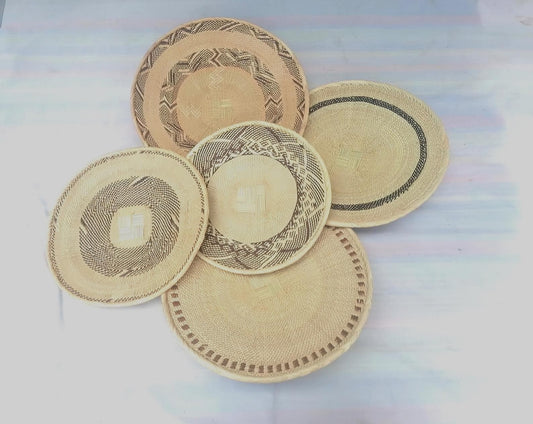 Authentic Binga Basket Set - Handwoven African Wall Decor, Set of 5