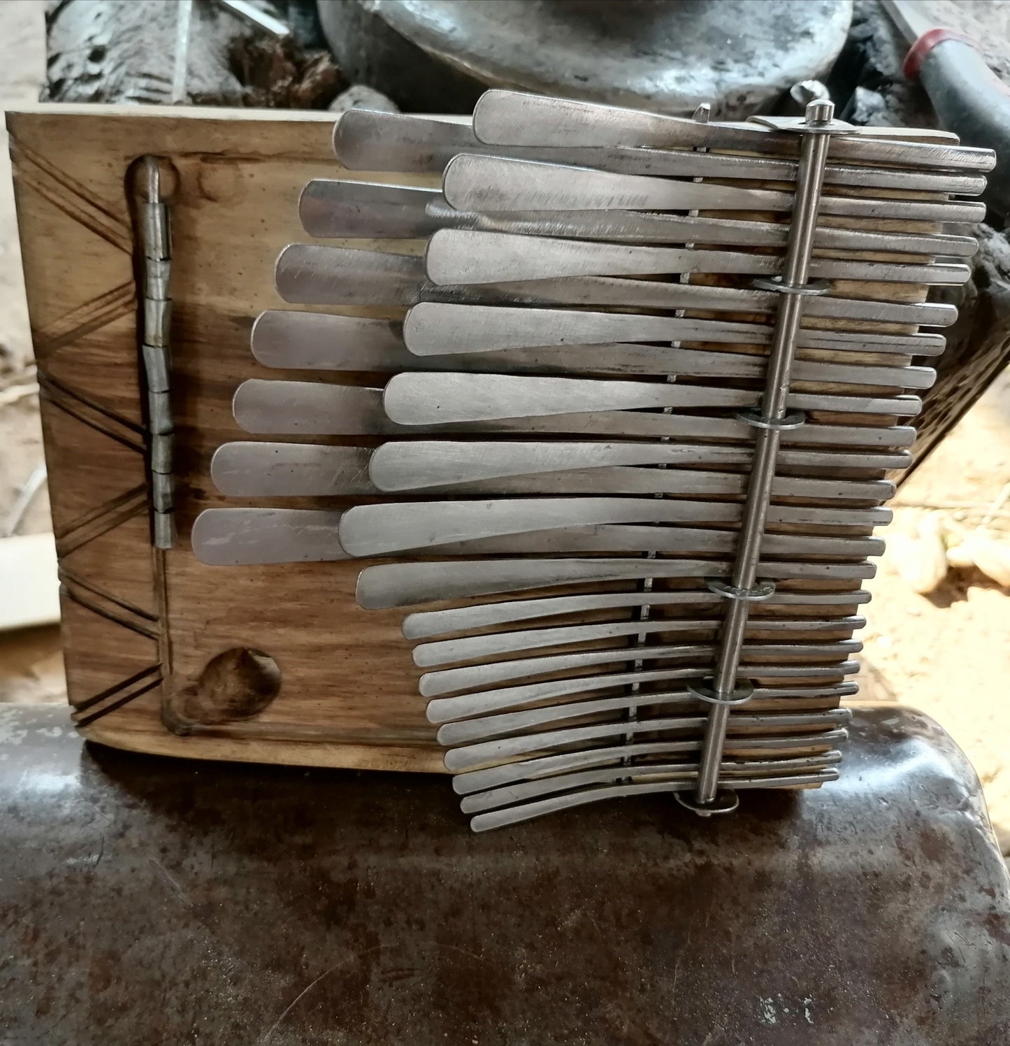AFRICAN KALIMBA BASS , large 24  key mbira, finger piano, thumb piano, african instrument, made to order, with pick up, in F tune
