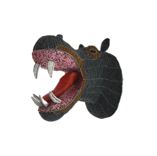 HOME DÉCOR STATUE |beaded hippo |African Animals | Wall Decor hanging | Bead and Wire hippo , Unique home décor, rustic home decor