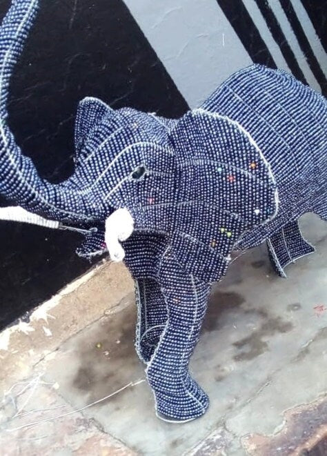 BEADED ELEPHANT ART |African Animals | Wall Decor hanging | Unique home décor, rustic home decor