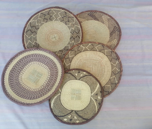 Authentic Binga Basket Set - Handwoven African Wall Decor, Set of 5