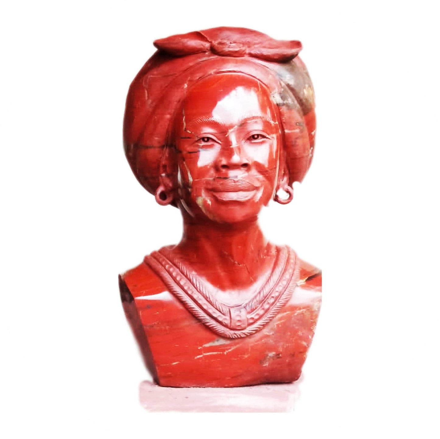Weibliche Büste, Skulptur aus Shona-Stein, gut poliert, roter Jaspis, Geschenk für sie, handgemachtes Geschenk, Büste einer Dame, afrikanischer Stein